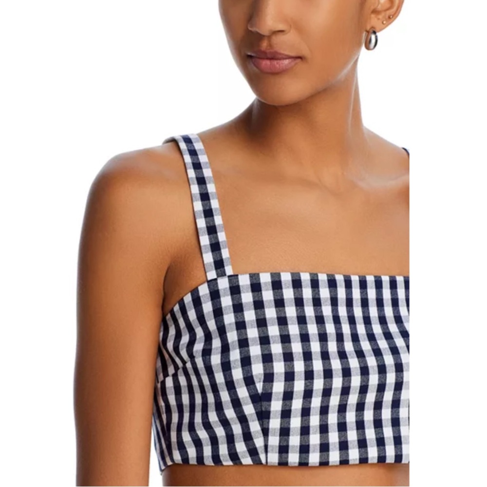 WAYF Navy White Gingham‎ Carlotta Crop Top NWT Size L - Picture 3 of 12